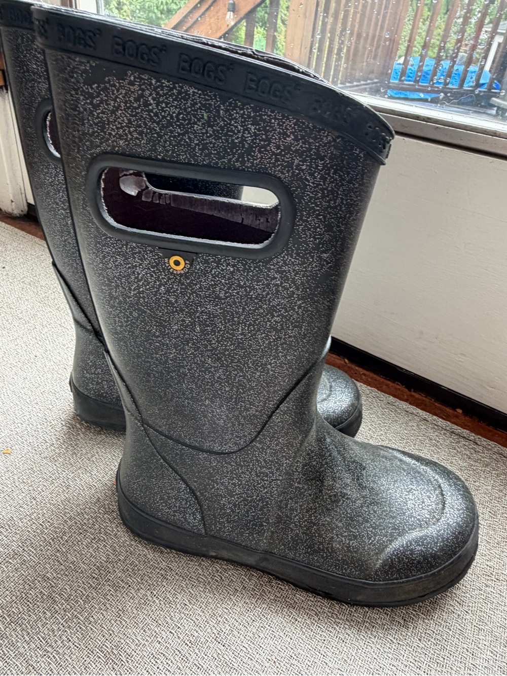 Bogs Kids Black Sparkle Waterproof Rain Boots